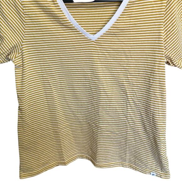 Pact Softspun V Neck Tee Shirt Organic Cotton Striped Yellow White Size Small - Picture 6 of 14